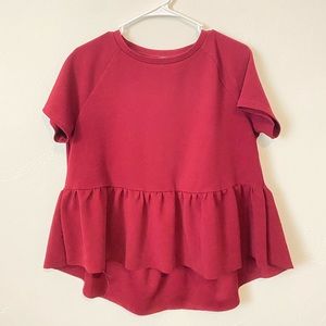 Burgundy red blouse with peplum bottom